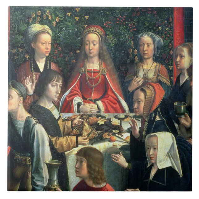 Azulejo De Cerâmica O casamento em Cana, detalhe da noiva e do surr (Frente)