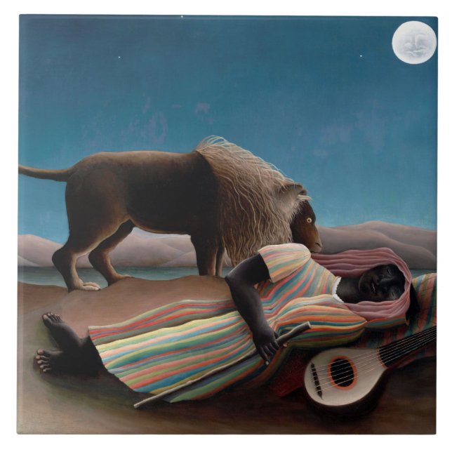 Azulejo De Cerâmica O cigano adormecido, Henri Rousseau (Frente)