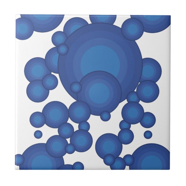 Azulejo De Cerâmica O círculo de estilo do ano Blue 70's (Frente)