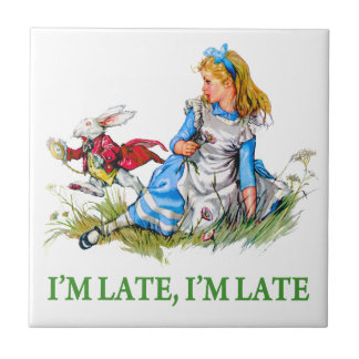 Azulejo De Cerâmica O coelho branco apressa-se por Alice, "mim está