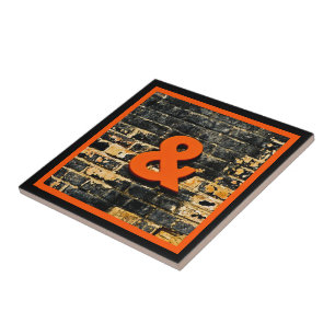 Azulejo De Cerâmica O Coringa Ampersand em Laranja e Preto