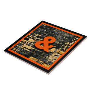 Azulejo De Cerâmica O Coringa Ampersand em Laranja e Preto