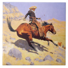 Azulejo De Cerâmica O Cowboy (por Frederic Remington)