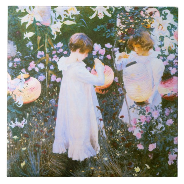 Azulejo De Cerâmica O cravo, lírio, lírio, aumentou (Frente)