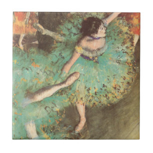 Azulejo De Cerâmica O Dançarino Verde de Edgar Degas, Balé de Vintag