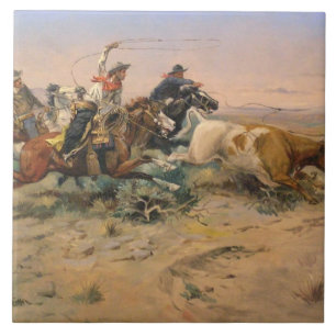 Azulejo De Cerâmica O Desistente Herd de Charles Marion Russell