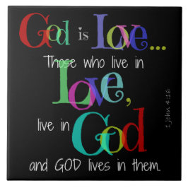 Azulejo De Cerâmica O deus é texto da cor do amor (4:16 de John) no