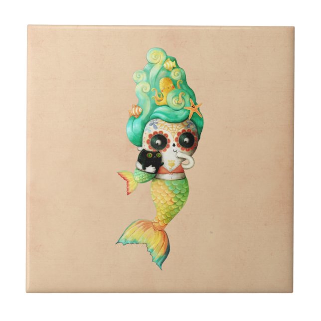 Azulejo De Cerâmica O dia da menina inoperante da sereia (Frente)