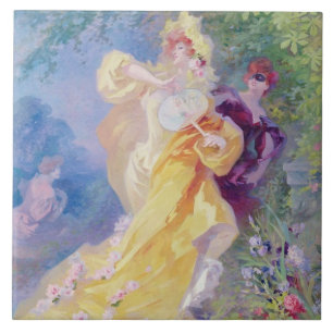 Azulejo De Cerâmica O dominó amarelo, design para uma tapeçaria