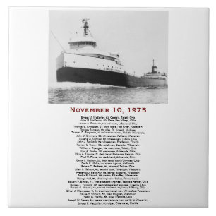 Azulejo De Cerâmica O Edmund Fitzgerald com Nomes da Tripulação