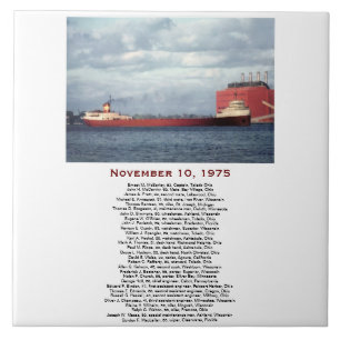 Azulejo De Cerâmica O Edmund Fitzgerald com Nomes da Tripulação