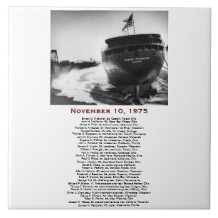 Azulejo De Cerâmica O Edmund Fitzgerald com Nomes da Tripulação
