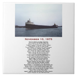 Azulejo De Cerâmica O Edmund Fitzgerald com Nomes da Tripulação