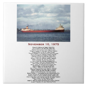 Azulejo De Cerâmica O Edmund Fitzgerald com Nomes da Tripulação