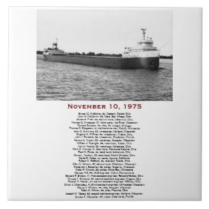 Azulejo De Cerâmica O Edmund Fitzgerald com Nomes da Tripulação