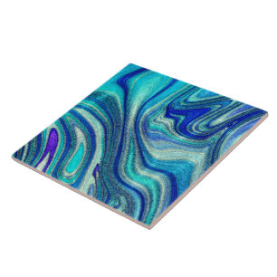 Azulejo De Cerâmica O Elegante Aquamarine Liquificou Paua Shell Inspir