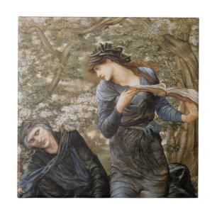 Azulejo De Cerâmica O Enfeitiçamento de Merlin por Vivien (Edward Burn