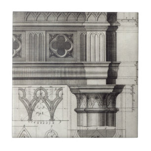 Azulejo De Cerâmica O Entablature e o capital góticos