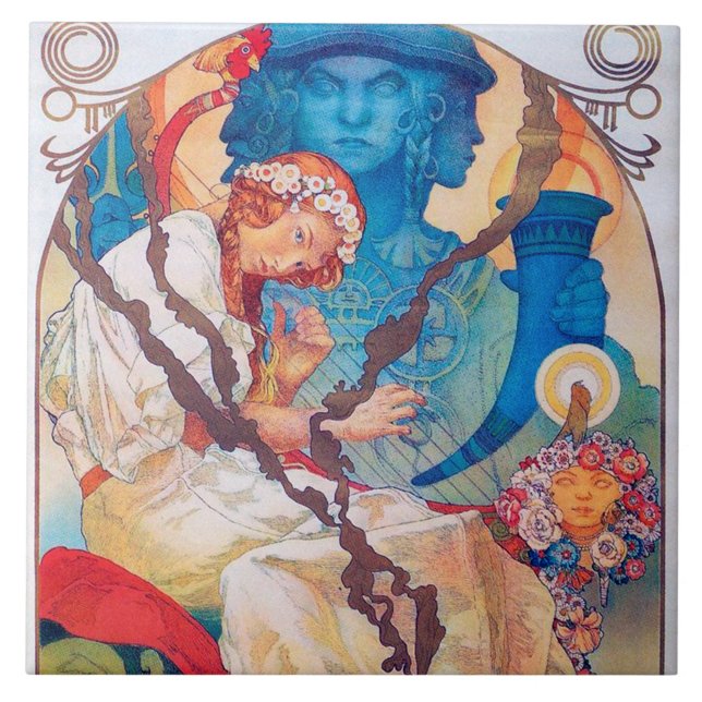 Azulejo De Cerâmica O Epic Eslavo, Alphonse Mucha (Frente)