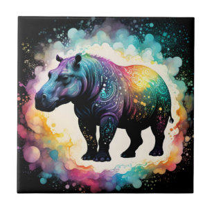 Azulejo De Cerâmica O Espectral Hippo: Uma Viagem Holográfica