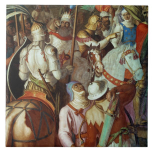 Azulejo De Cerâmica O exército sarraceno fora de Paris, ANÚNCIO 730-