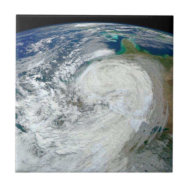 Azulejo De Cerâmica O Furacão Sandy Na Costa Leste Dos Eua. 3 (Frente)