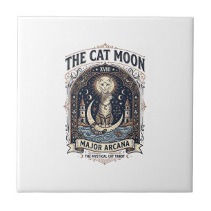Azulejo De Cerâmica O Gato Carta de Tarot do Gato Lua Arcano Maior Vin