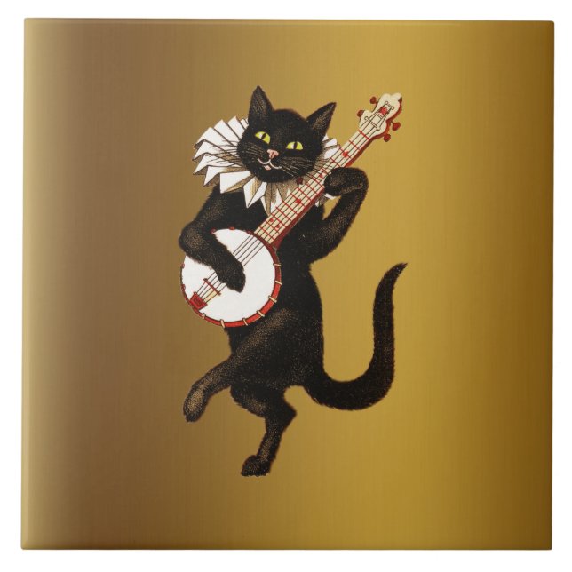 Azulejo De Cerâmica O Gato Musical, (Frente)