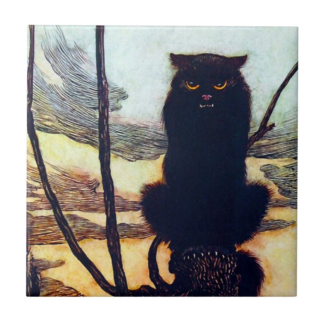 Azulejo De Cerâmica O Gato Negro (Frente)