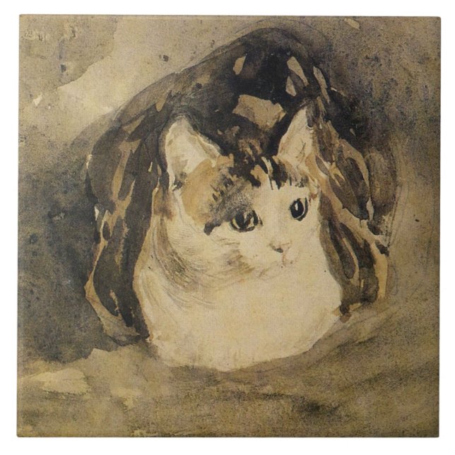 Azulejo De Cerâmica O Gato (por Gwen John) (Frente)