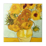 Azulejo De Cerâmica O girassol amarelo de Vincent van Gogh que pinta<br><div class="desc">Esta é uma versão de Prawny da pintura famosa do girassol de Vincent van Gogh. Esta versão foi pintada em 1888 e tem doze flores. Vincent pintou diversas outras partes do girassol. Eu fiz as cores uns redemoinhos mais vibrantes e mais adicionados do acréscimo que Vincent gostasse de incorporar em...</div>
