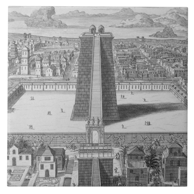Azulejo De Cerâmica O grande templo de Vitsliputsli em Cidade do (Frente)