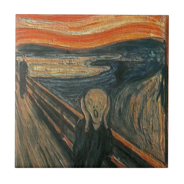 Azulejo De Cerâmica O Gritar (texturizado) de Edvard Munch (Frente)