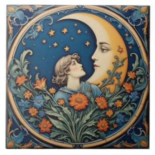 Azulejo De Cerâmica O Homem e a Lua