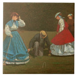 Azulejo De Cerâmica O jogo do croquet, 1866 (óleo em canvas)