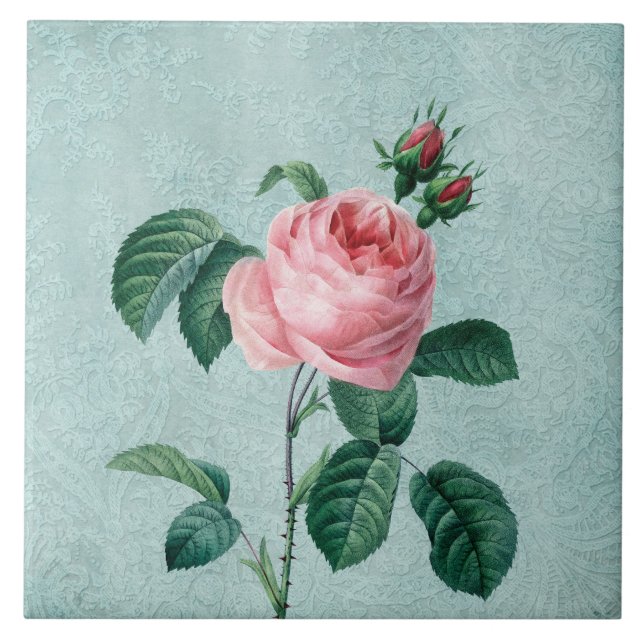 Azulejo De Cerâmica O laço romântico aumentou (Frente)