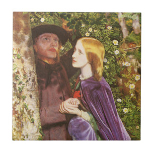 Azulejo De Cerâmica O Longo Noivado de Arthur Hughes, Arte Vintage