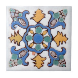 Azulejo De Cerâmica O Majolica velho 2 pintou à mão nas cores de creme