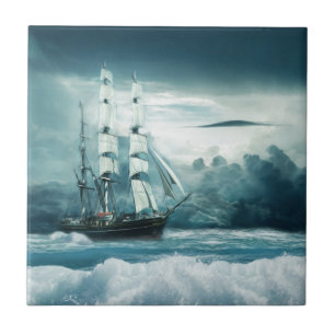 Azulejo De Cerâmica O Mar Cruel - Navio à Vela