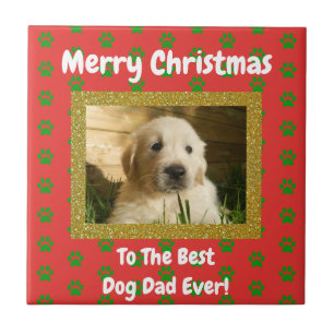 Azulejo De Cerâmica O melhor Pai de cachorro de Natal já fez uma foto