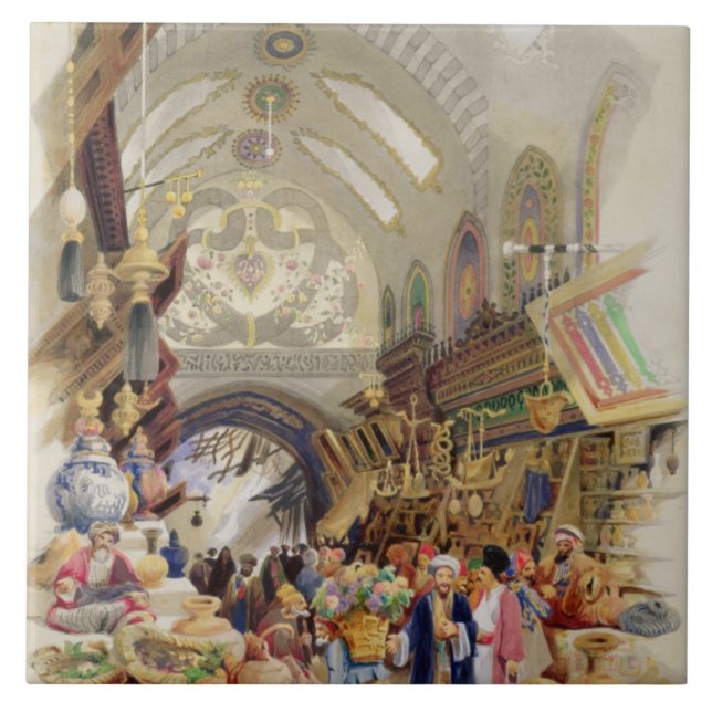 Azulejo De Cerâmica O Missr Tcharsky, ou mercado egípcio, em Constan (Frente)