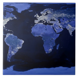 Azulejo De Cerâmica O mundo na noite - mapa, espaço