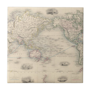 Azulejo De Cerâmica O mundo na projeção de Mercator
