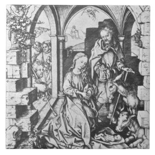 Azulejo De Cerâmica O Nascimento de Jesus (por Martin Schongauer)