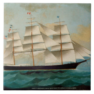 Azulejo De Cerâmica O navio Fleetwing, baía de Hong Kong