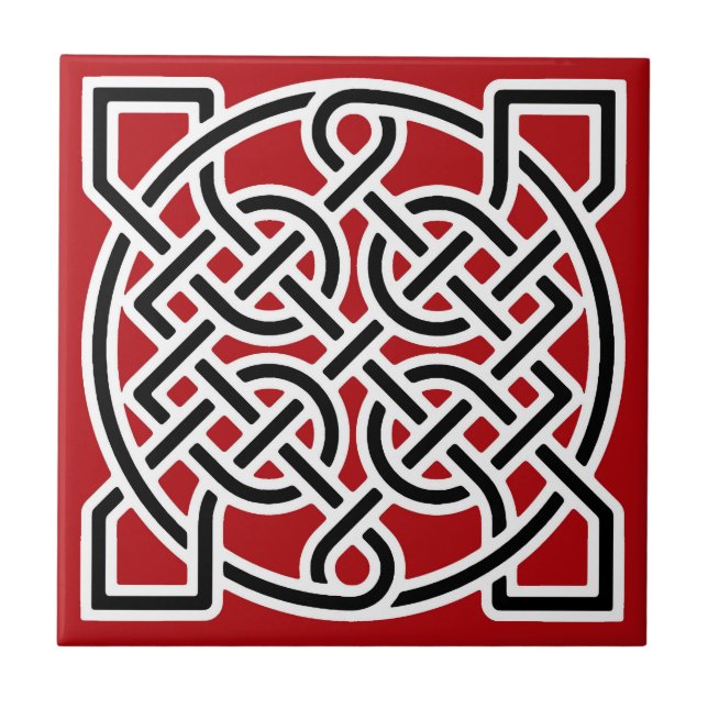 Azulejo De Cerâmica O nó do marinheiro celta, vermelho escuro, preto e (Frente)