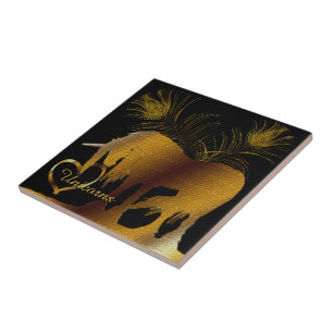 Azulejo De Cerâmica O Ouro Unicorn