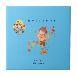 Azulejo De Cerâmica O outono deixa a diversão