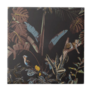 Azulejo De Cerâmica O padrão selvagem da colheita de noite tropical.