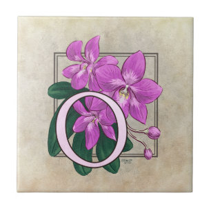 Azulejo De Cerâmica O para Orquídeas Flor Monograma